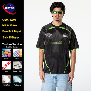QZFSO Custom Hip Hop Vintage Sublimation Soccer T Shirt American Football Boxy CroppedTop Mesh Fabric Rugby Sport Jersey - Product Image 1