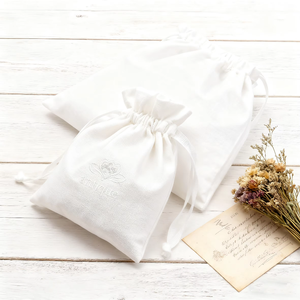 Wholesale Recyclable Customized Color Small Cotton Drawstring Pouch Gift <b>Bag</b> with Embroidered Logo - Product Image 4
