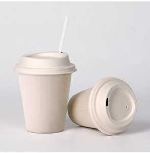 Vasos Desechables Biodegradables de Bagazo con Tapas, Vasos de Papel de Caña de Azúcar para Bebidas Calientes, para Fiestas y Campamentos - Product Image 4