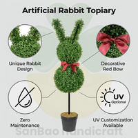 Arbre topiaire artificiel en buis en forme de lapin, plante artificielle décorative en pot