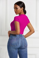 Sexy One Piece Bodycon Bodysuit Kurzarm O-Ausschnitt Open Basic Weiß Schwarz Rot Overalls Frauen Body Top Skinny Stram pler Weiblich