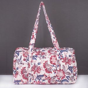 Fashion Ladies Quilted Cotton Weekender Sport Duffle Bag Custom Large Capacity Floral Print Hand Travel Bags Zipper Portable - Product Image 6