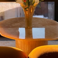 Table en marbre de pierre personnalisée de luxe Table basse ovale en onyx jaune de salle à manger