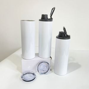 Bouteille d'eau sport isotherme en acier inoxydable à double paroi, 20 oz, avec double couvercle, pour sublimation - Product Image 1