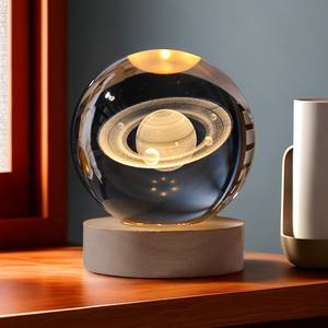 Boule de cristal du système solaire 3D avec base <span class=keywords><strong>en</strong></span> <span class=keywords><strong>bois</strong></span>, sphère de la planète de l'univers gravée - Product Image 1