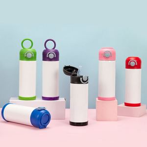 Gobelet isotherme en acier inoxydable pour enfants, 14 oz, avec logo personnalisé, antidérapant, à double paroi, avec paille et couvercle - Product Image 2