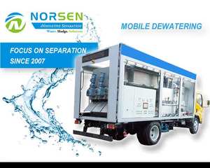 Mobile dewatering system skid-mounted equipped with multi disc screw press plug & play one-stop solution