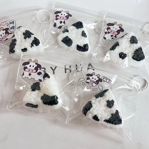 Cute Cow Triangle Rice <b>Ball</b> TPR Squeeze Toy Simulation Food <b>Sticky</b> Soft Taba Stress Relief Pocket Therapy Fidget Toy - Product Image 2