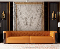 Ensemble de canapé et fauteuil en bois, de luxe européen et américain, en cuir, moderne Orange, meubles Royal, peinture haut de gamme, 1, 2 ou 3 places