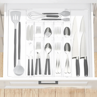 Organisateur de couverts en plastique JIAYI, extensible et rétractable, pour tiroir, boîte de rangement, séparateur de compartiments, pour la maison et la papeterie