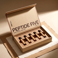 Boîte rigide personnalisée en carton blanc pour 5 flacons de peptides, impression offset sur pulpe moulée