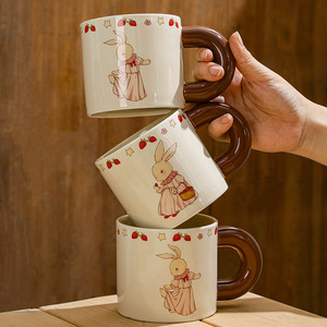 Vintage <b>Ceramic</b> <b>Mug</b> With Rabbit Cartoon Design Single Cup For Coffee Or Breakfast Office Use Cute Gift Present 2024 - Product Image 4