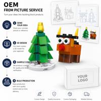 Ensemble de blocs de construction personnalisés en forme de renne de Noël, jouet de construction STEM OEM, mini kit de modèle de vacances, jouets pour enfants en marque privée