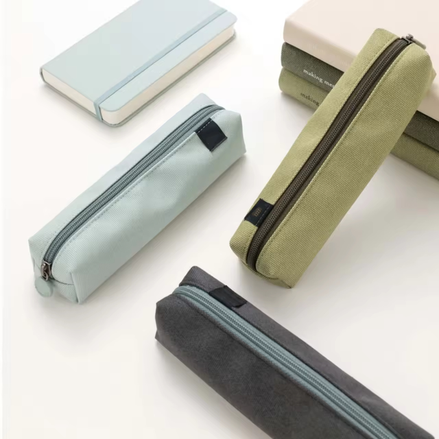 Large Capacity Canvas Pencil Case with Zipper Closure Organized Small and Convenient Marker Pen Bag and Coin Stationery Pouch