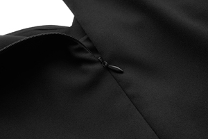 Abito Lungo Dritto da Donna Taglie Forti alla Moda, Nero Blu Navy, con Colletto, Due Spacchi Laterali Anteriori e Cerniera Centrale Posteriore, per l'Estate - Product Image 6