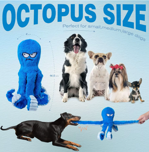 Durable Blue Octopus Squeaky Interactive Plush <strong>Dog</strong> <strong>Toy</strong> Cartoon Style Chew Stuffed <strong>Toy</strong> for Medium Large <strong>Dogs</strong> for <strong>Tug</strong> <strong>War</strong> Playtime - Product Image 3