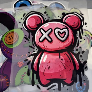 Transferencias DTF de Graffiti, Diseño Personalizado de Oso de Dibujos Animados, Pegatinas de Transferencia Térmica para Camisetas al por Mayor - Product Image 2