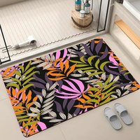 Ensemble de tapis de bain antidérapants 3-en-1 à motifs géométriques, tapis en terre de diatomée décoré de fleurs, tapis de sol fabriqués à la machine, tapis de salle de bain et de toilettes