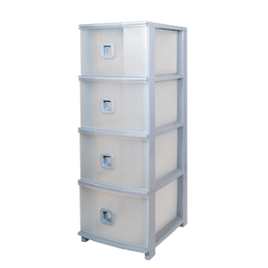 Pratika Slim Plus, Mueble de Almacenamiento de PP con 4 Cajones, Gris, 375x285x800mm, para Sala de Estar, Moldeado por Inyección - Product Image 1