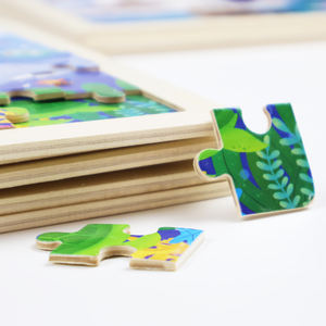 Rompecabezas de dinosaurio de madera 60 piezas rompecabezas juguetes madera <span class=keywords><strong>Dino</strong></span> rompecabezas para niños Juego de cerebro educativo temprano - Product Image 6