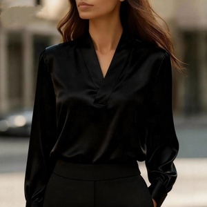 Camicie da Donna a Maniche Lunghe in Chiffon Tinta Unita Bianco Rosa Nero per Ufficio - Product Image 3