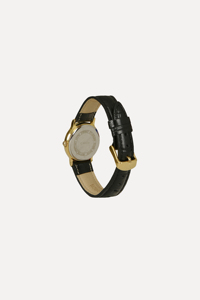 Reloj de Pulsera Clásico GBHW, Reloj de Cuarzo Negro con Oro Blanco, Caja de Acero Inoxidable de Lujo con Correa de Cuero, Reloj de Moda - Product Image 2