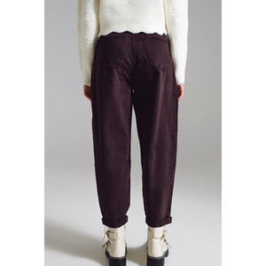 Pantalon décontracté marron avec détail poche à la taille - Product Image 6