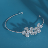 Serre-tête de Mariée de Luxe Élégant avec Grande Fleur Double en Zircon Cubique, Bijou de Cheveux pour Femme, Idéal pour Robe de Soirée et de Cérémonie