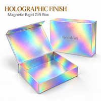 Boîte cadeau rigide magnétique holographique personnalisée en gros avec logo, emballage en papier de luxe pour maquillage, cosmétiques, cadeaux de mode