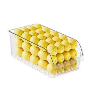 Fridge Organizer Storage Box Rectangle With Handle Freshness Preservation Stackable Food Container PP Material Modern Design - Product Image 4