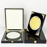 Boîte en bois noire pliable avec plaque de certificat en or et argent MH-FJ0192