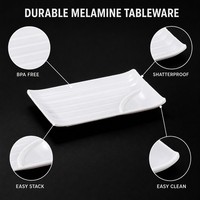Assiette rectangulaire incassable en mélamine avec compartiment à sauce pour restaurant