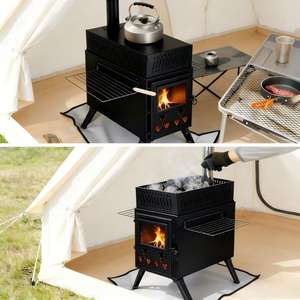 Estufa Portátil de <span class=keywords><strong>Leña</strong></span> de Acero al Carbono, Compacta, para Exteriores, con Soporte para Piedras de Sauna, para Tiendas de Campaña - Product Image 2