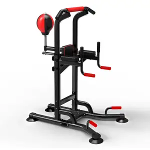 Factory supplier gym home free standing pull up bar and dip station power tower with punching ball