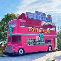 Grand bus à deux étages américain rétro voiture-restaurant café crème glacée boisson camion de nourriture nouveau camping restaurant chariot remorque à vendre