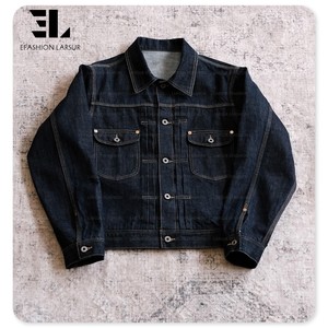 LARSUR Veste en jean personnalisée d'usine Veste en jean lourde à lisière brute Button Fly Veste en jean de récupération à boucle de style japonais <span class=keywords><strong>Paris</strong></span> - Product Image 4