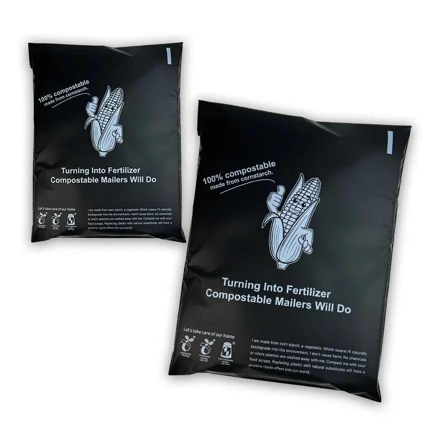 Оптовая продажа, 100% биоразлагаемый экологически чистый кукурузный крахмал с индивидуальным логотипом, Компостируемый почтовый упаковочный пакет для упаковки одежды
