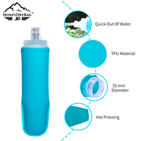 Botella de agua plegable OEM/ODM de 500ml, frasco suave reutilizable sin BPA para correr, ciclismo, Maratón, botella de agua plegable