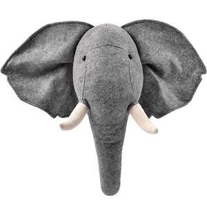 A413 Custom Elephant Stuffed Animal Head Wall Decor Plush Toy Hanging Decor Safe Soft Bedroom Playroom Kids Room Elephant Head