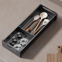 Étagère murale double niveau en métal pour serviettes avec tiroir coulissant, paniers de rangement et séparateurs pour salle de bain