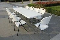 Table en plastique solide de 183 cm, structure renforcée, portable. Idéal pour les stands de fermes, la restauration, les festivals et l'usage domestique.