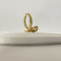 Bague Serpent Ouverte en Acier Inoxydable 316L Plaqué Or 18K avec Zircon, Réglable, Style Punk, pour Femme - Vente en Gros