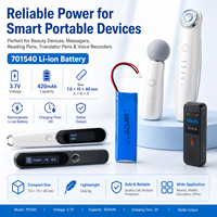 Batería de Litio en Bolsa 3.7V 420mAh 701540, Paquete de Baterías de Iones de Litio para Instrumentos de Belleza, Lápiz Traductor, Grabadora de Voz, OEM