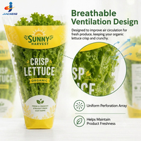 Manchons en BOPP/CPP micro-perforés imprimés sur mesure pour laitues, sacs d'emballage coniques en plastique à ouverture supérieure pour légumes frais