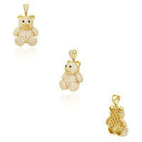 Collier en argent de haute qualité or graisse mignon simple et honnête laboratoire d'ours en peluche grandir diamant collier en argent sterling 925