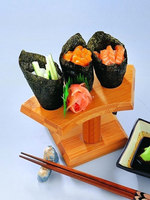Rak Sushi Silinder Bambu Ramah Lingkungan - Tempat Temaki Jepang Motif Bunga Aman untuk Mesin Cuci Piring Dekorasi Pesta Pernikahan