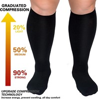Chaussettes de compression montantes grande taille pour mollets larges, opaques, respirantes, unisexe, pour le sport, l'allaitement, les varices et la circulation sanguine