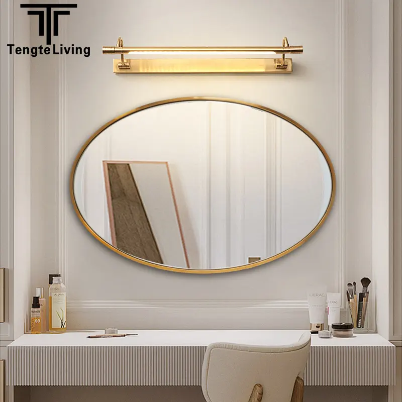 Miroir mural ovale en métal miroir de salon salle de bain dressing suspendu miroirs dorés muraux