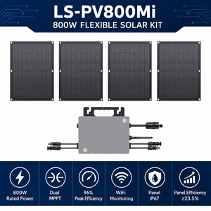 Kit de Panel Solar Flexible de 800W con <span class=keywords><strong>Microinversor</strong></span>, <span class=keywords><strong>4</strong></span> <span class=keywords><strong>Paneles</strong></span> <span class=keywords><strong>Solares</strong></span> de 200W <span class=keywords><strong>para</strong></span> Balcón, RV, Techo - Product Image 5