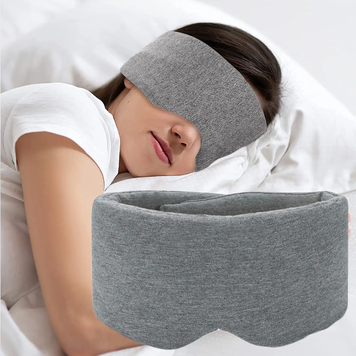 OEM factory sleeping eye mask maschera per dormire in seta imbottita che abbraccia il viso per un sonno profondo